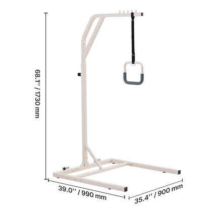 Trapeze Bar for Bed Mobility, Height-Adjustable Free Standing Trapeze Bar with 2 Wheels, 300LBS Capacity Bed Pull Up Assist for Elderly Disabled, Ideal for Hospital, Nursing Home & Home Care