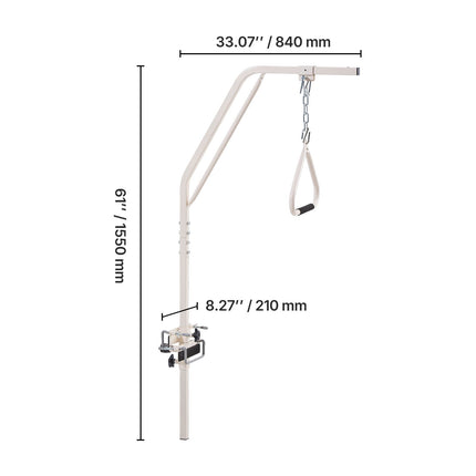 Trapeze Bar for Bed Mobility, Medical Bed Trapeze with Clamps & Metal Chain, 250LBS Weight Capacity Pull Up Assist Bar for Elderly & Disabled, Ideal for Home Care, Hospitals, Nursing Homes