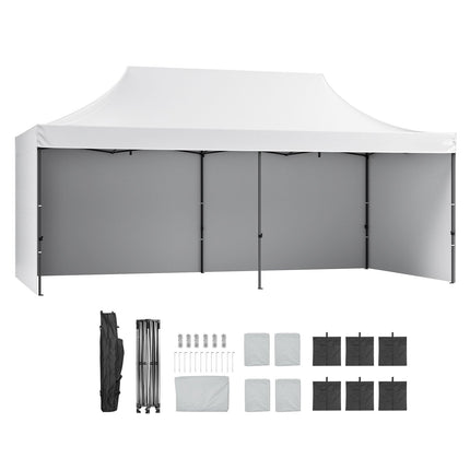Pop Up Canopy Tent Outdoor Gazebo Tent 10x20FT with Sidewalls & Bag White
