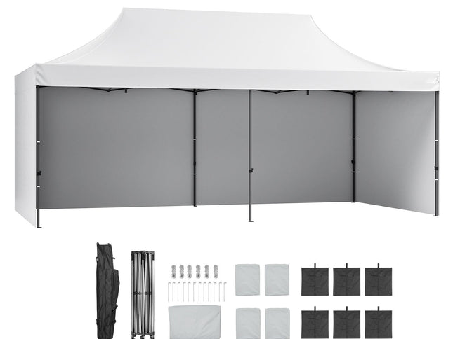 Pop Up Canopy Tent Outdoor Gazebo Tent 10x20FT with Sidewalls & Bag White