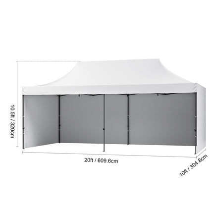 Pop Up Canopy Tent Outdoor Gazebo Tent 10x20FT with Sidewalls & Bag White