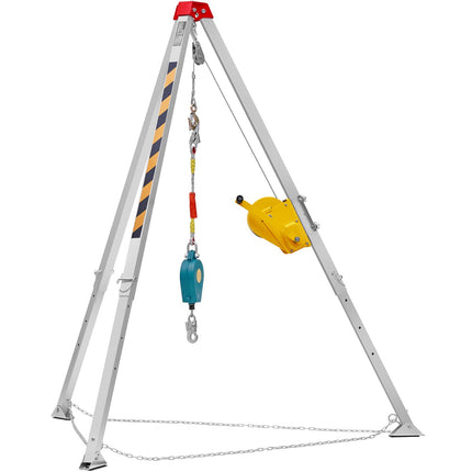 Confined Space Tripod Kit, 2600 lbs Winch, Confined Space Tripod 8' Legs and 98' Cable, Confined Space Rescue Tripod 32.8' Fall Protection, Harness, Storage Bag for Traditional Confined Spaces