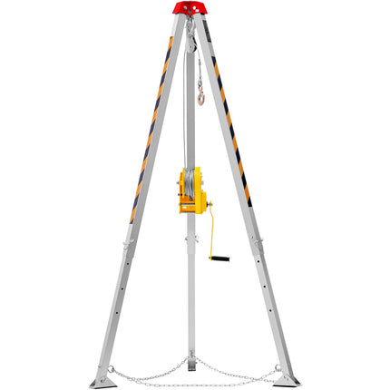 Confined Space Tripod Kit, 2600 lbs Winch, Confined Space Tripod 8' Legs and 98' Cable, Confined Space Rescue Tripod 32.8' Fall Protection, Harness, Storage Bag for Traditional Confined Spaces