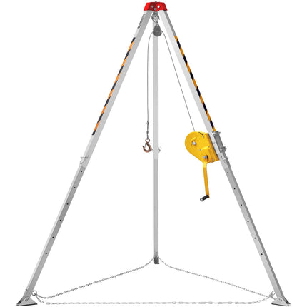 Confined Space Tripod Kit, 2600 lbs Winch, Confined Space Tripod 8' Legs and 98' Cable, Confined Space Rescue Tripod 32.8' Fall Protection, Harness, Storage Bag for Traditional Confined Spaces