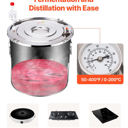 Moonshine Still 13 Gal Water Alcohol Distiller Brewing Kit Stainless Steel