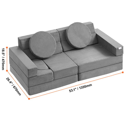 Play Couch, 15pcs Modular Kids Nugget Couch, Toddler Foam Sofa Couch with High-density 25D Sponge for Playing, Creativing, Sleeping, Imaginative Kids Furniture for Bedroom and Playroom