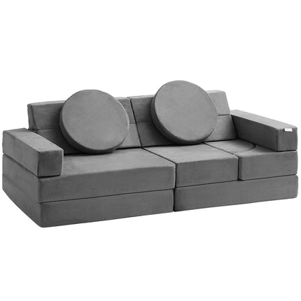 Play Couch, 15pcs Modular Kids Nugget Couch, Toddler Foam Sofa Couch with High-density 25D Sponge for Playing, Creativing, Sleeping, Imaginative Kids Furniture for Bedroom and Playroom