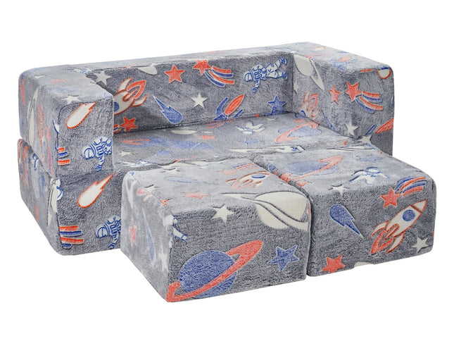 VEVOR Modular Kids Play Couch 4Pcs DIY Glow in the Dark Toddler Chair Grey