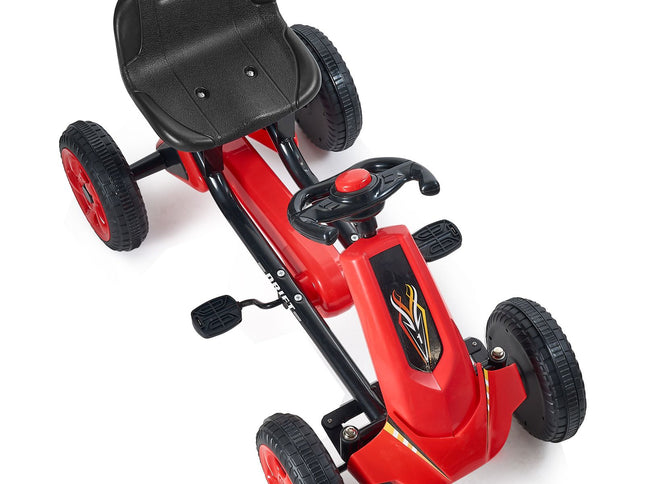 Go Kart 4 Wheel Pedal Ride On Toy for Kids Ages 3-8 Adjustable Seat Red