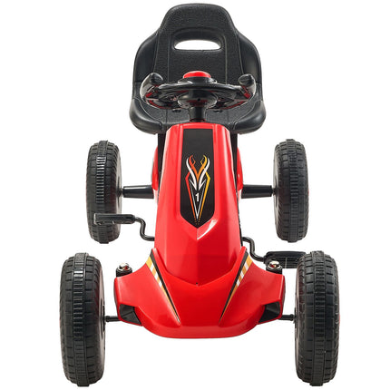 Go Kart 4 Wheel Pedal Ride On Toy for Kids Ages 3-8 Adjustable Seat Red