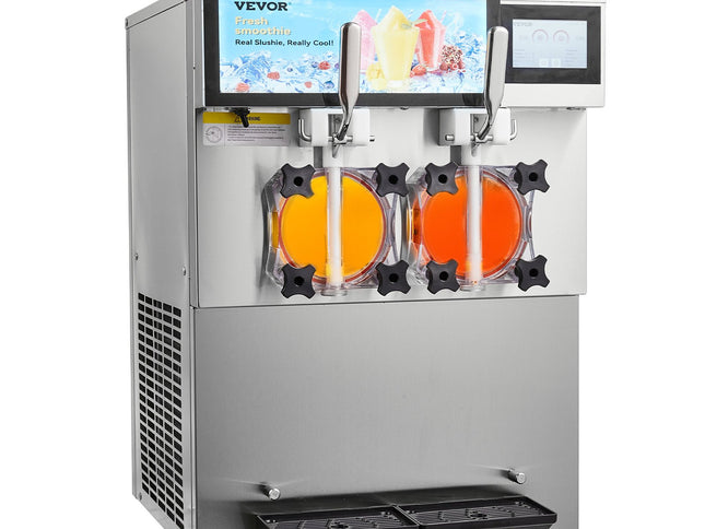 VEVOR Commercial Slushy Machine, 2 x 12L / 3.17 Gal Double Tanks, Cool and Freeze Modes, Stainless Steel Margarita Smoothie Frozen Drink Maker, Slushie Machine for Party Cafes Restaurants Bars Home
