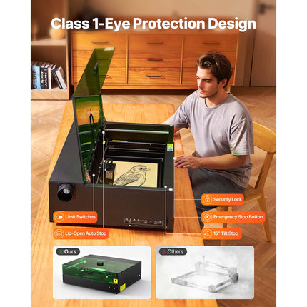 Laser Engraver, 20W, Laser Engraving and Cutting Machine with Enclosure Camera, Laser Cutter, 36000 mm/min, 500 x 320 mm Working Area, for Wood, Leather, Glass, Paper, Certain Metal, Class 1