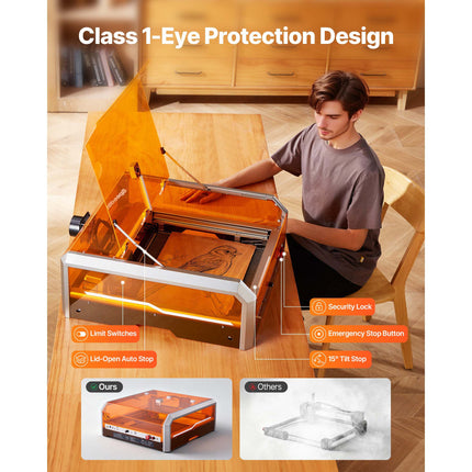 Laser Engraver, 20W, Laser Engraving and Cutting Machine with Enclosure Camera, Laser Cutter, 400 x 400 mm Working Area, 30000 mm/min, for Wood, Leather, Glass, Paper, Certain Metal, Class 1