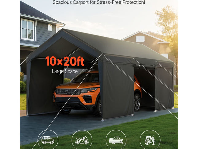 Carport Car Canopy 12x20FT Heavy Duty Car Shelter with Sidewalls White