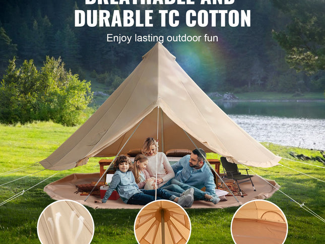Canvas Bell Tent 3m/9.8ft 4-Season Canvas Tent for Camping with Stove Jack