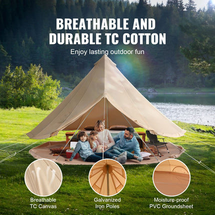 Canvas Bell Tent 4m/13.12ft 4-Season Camping Yurt Tent with Stove Jack