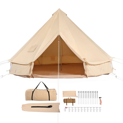 Canvas Bell Tent 4m/13.12ft 4-Season Camping Yurt Tent with Stove Jack
