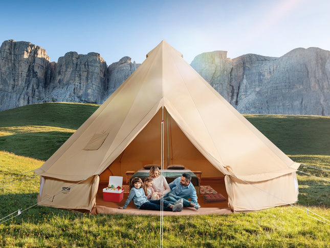 VEVOR Canvas Bell Tent 5m/16.4ft 4-Season Camping Yurt Tent with Stove Jack
