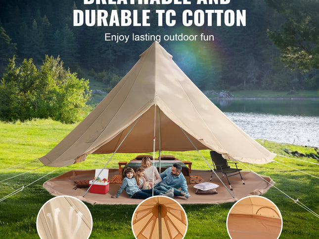 VEVOR Canvas Bell Tent 5m/16.4ft 4-Season Camping Yurt Tent with Stove Jack