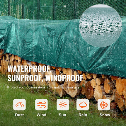 PVC Waterproof Tarp, 16.5 x 29.5 ft Heavy Duty PVC Tarpaulin, Tear-Proof and Weather-Proof, with Grommets and Reinforced Edges for Canopy Boat RV Tent Shelter Trailer Truck Cover, Green