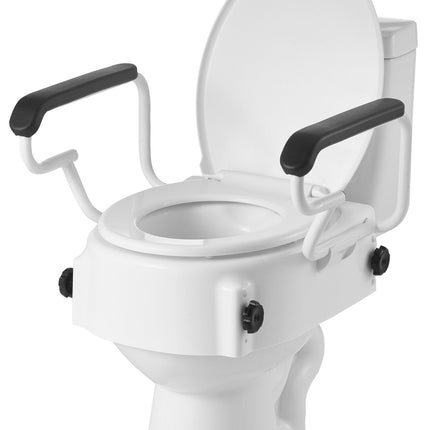 Raised Toilet Seat with Padded Arms ‚Äì 3 Height Levels, 136.1kg Capacity