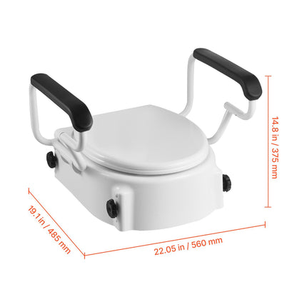Raised Toilet Seat with Padded Arms ‚Äì 3 Height Levels, 136.1kg Capacity