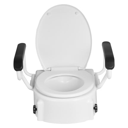 Raised Toilet Seat with Padded Arms ‚Äì 3 Height Levels, 136.1kg Capacity