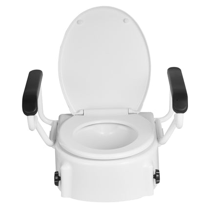 Raised Toilet Seat with Padded Arms ‚Äì 3 Height Levels, 136.1kg Capacity
