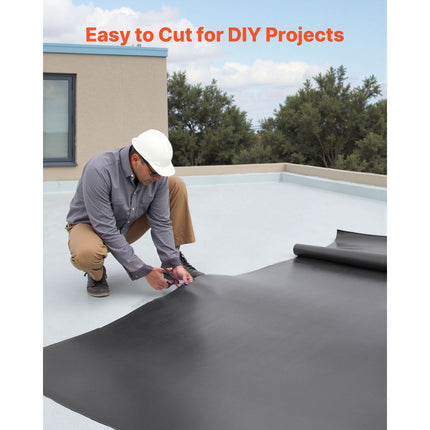 Roll Roofing, 4.57 x 6 m, 45 mil EPDM Rubber Roofing, Long Lifespan & Weather-resistant, Withstands Harsh Temperatures, Flexible & Easy Installation, Roof Underlayment for RVs, Roofs, Ponds