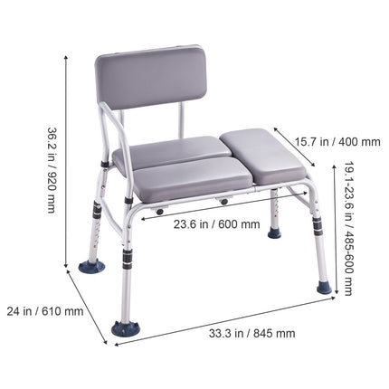 Padded Tub Transfer Bench with Armrest & Reversible Backrest ‚Äì Non-Slip, 500lbs Capacity