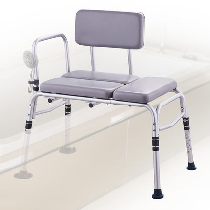Padded Tub Transfer Bench with Armrest & Reversible Backrest ‚Äì Non-Slip, 500lbs Capacity