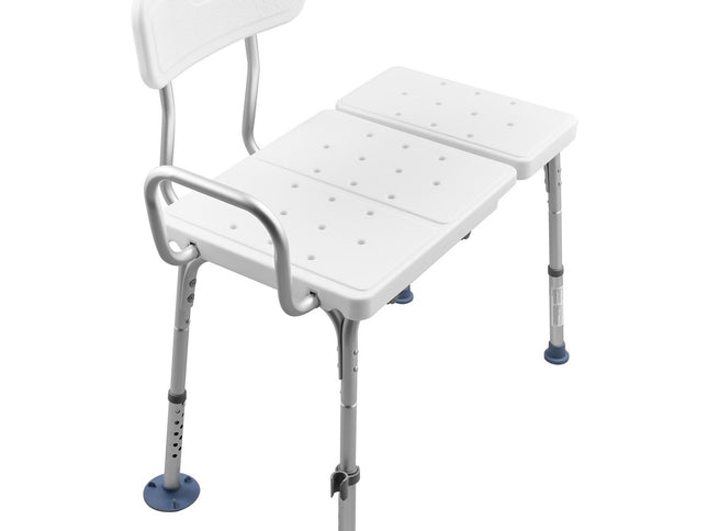 Tub Transfer Bench for Bathtub, 180 kg Capacity Heavy Duty Shower Chair with Arm, Backrest and Curtain Slot, Height Adjustable Shower Bench Bath Seat for Adults, Seniors, Elderly and Disabled
