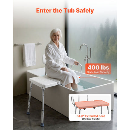 Tub Transfer Bench with Arm, Backrest & Curtain Slot ‚Äì Adjustable Height, 180kg Capacity