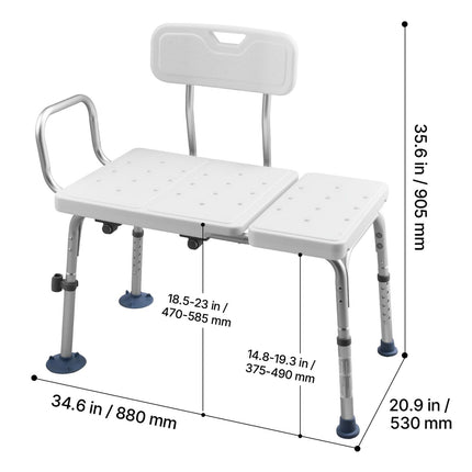 Tub Transfer Bench with Arm, Backrest & Curtain Slot ‚Äì Adjustable Height, 180kg Capacity