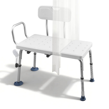 Tub Transfer Bench with Arm, Backrest & Curtain Slot ‚Äì Adjustable Height, 180kg Capacity