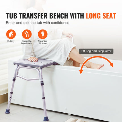 Adjustable Tub Transfer Bench with Armrest & Reversible Backrest ‚Äì Non-Slip, 400lbs Capacity