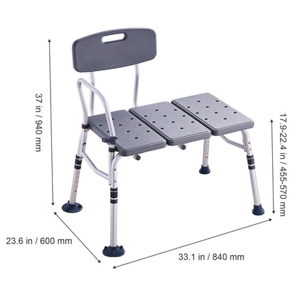 Adjustable Tub Transfer Bench with Armrest & Reversible Backrest ‚Äì Non-Slip, 400lbs Capacity