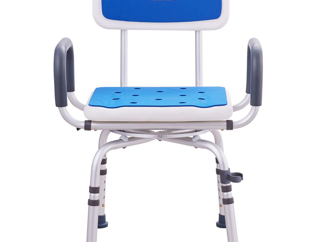 Swivel Shower Chair 360 Degree, Adjustable Shower Seat with Armrests and Backrest for Inside Shower or Bathtub, Non-Slip Rotating Bathtub Chair Seat for Elderly Disabled Injured, 400lbs Capacity