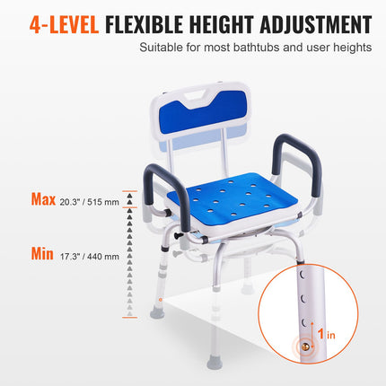 360¬∞ Swivel Shower Chair with Arms & Backrest ‚Äì Adjustable Height, Non-Slip, 400lbs Capacity
