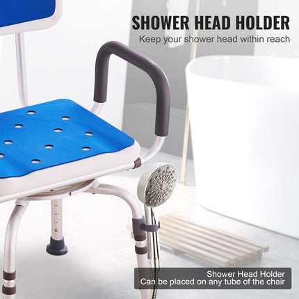 360¬∞ Swivel Shower Chair with Arms & Backrest ‚Äì Adjustable Height, Non-Slip, 400lbs Capacity