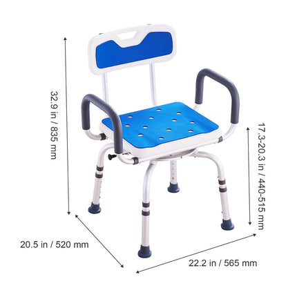 360¬∞ Swivel Shower Chair with Arms & Backrest ‚Äì Adjustable Height, Non-Slip, 400lbs Capacity