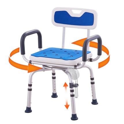 360¬∞ Swivel Shower Chair with Arms & Backrest ‚Äì Adjustable Height, Non-Slip, 400lbs Capacity