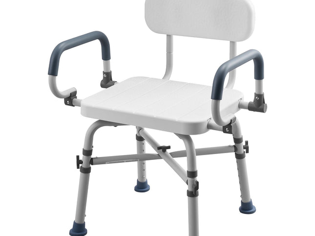Swivel Shower Chair with Arms and Back, 227 kg Load Heavy Duty Bench Seat for Inside Shower Stall and Bathtub, Height Adjustable Bathroom Bath Tub Seat for Adults, Seniors, Elderly and Disabled