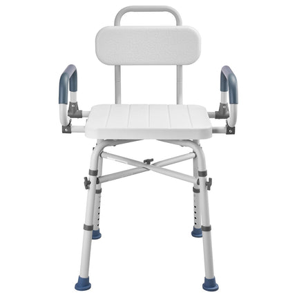 Swivel Shower Chair with Arms and Back, 227 kg Load Heavy Duty Bench Seat for Inside Shower Stall and Bathtub, Height Adjustable Bathroom Bath Tub Seat for Adults, Seniors, Elderly and Disabled