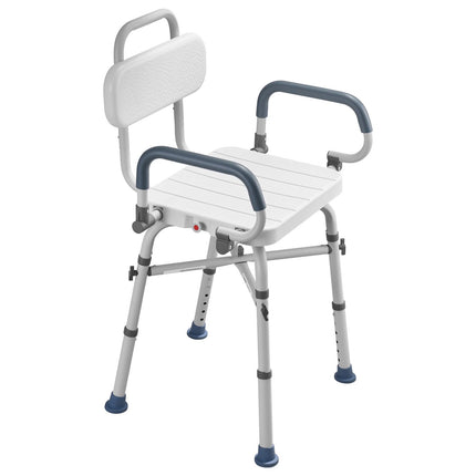 Swivel Shower Chair with Arms and Back, 227 kg Load Heavy Duty Bench Seat for Inside Shower Stall and Bathtub, Height Adjustable Bathroom Bath Tub Seat for Adults, Seniors, Elderly and Disabled