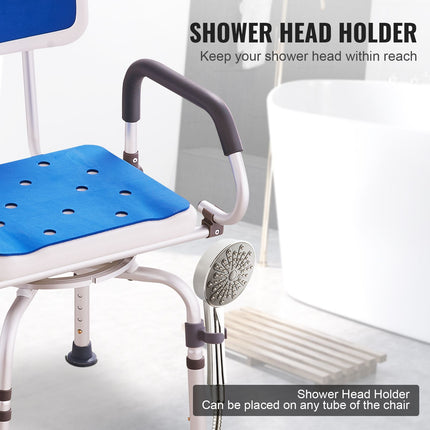 360¬∞ Swivel Shower Chair with Pivoting Arms ‚Äì Adjustable Height, Non-Slip, 400lbs Capacity