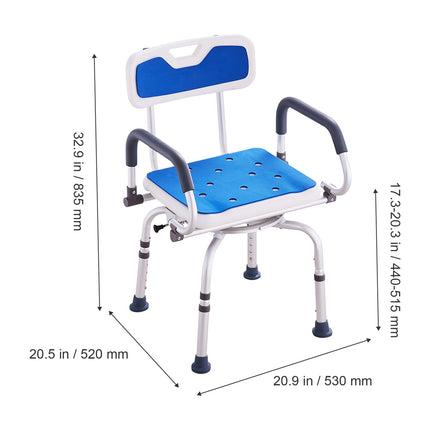 360¬∞ Swivel Shower Chair with Pivoting Arms ‚Äì Adjustable Height, Non-Slip, 400lbs Capacity