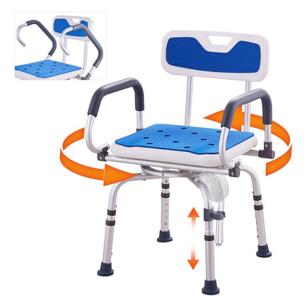 360¬∞ Swivel Shower Chair with Pivoting Arms ‚Äì Adjustable Height, Non-Slip, 400lbs Capacity
