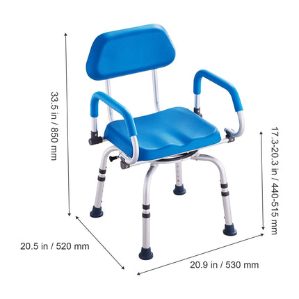 360¬∞ Swivel Shower Chair with Pivoting Arms & Padded Seat ‚Äì Adjustable Height, 300lbs Capacity