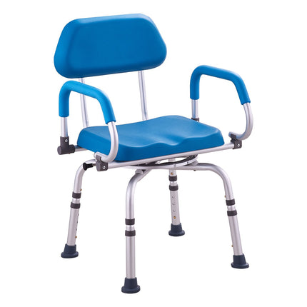 360¬∞ Swivel Shower Chair with Pivoting Arms & Padded Seat ‚Äì Adjustable Height, 300lbs Capacity